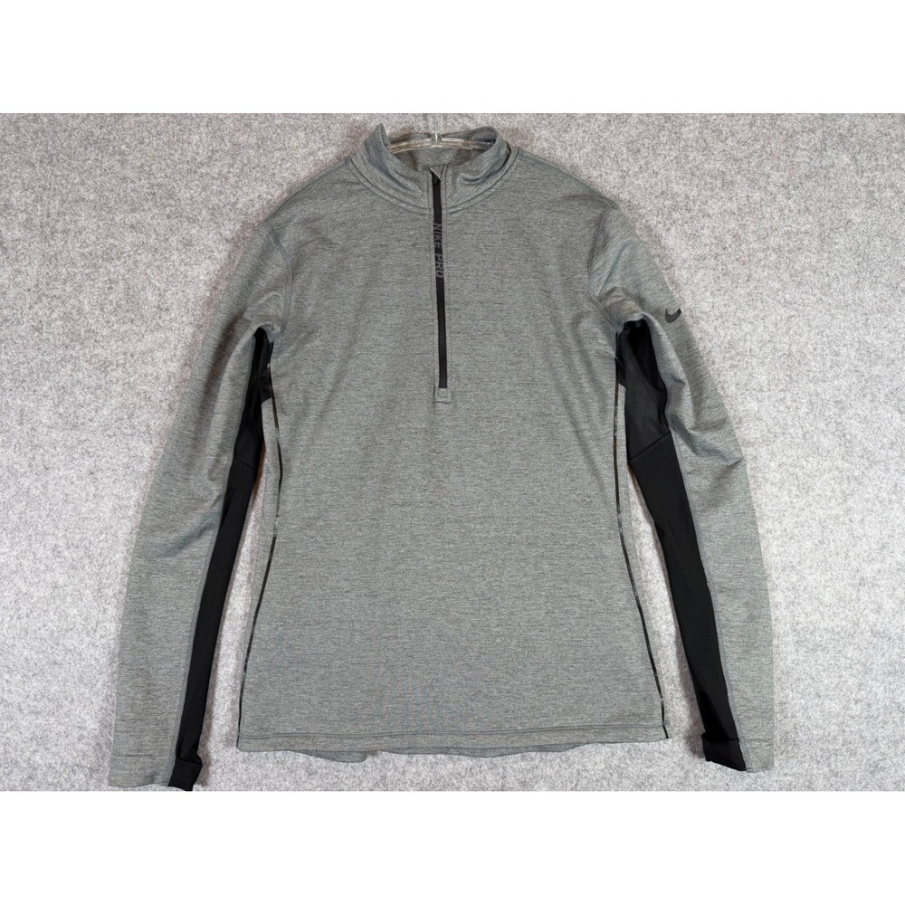 Nike Pro Hyperwarm Quarter Zip Top Womens XL Gray Black 916972-021 Excellent